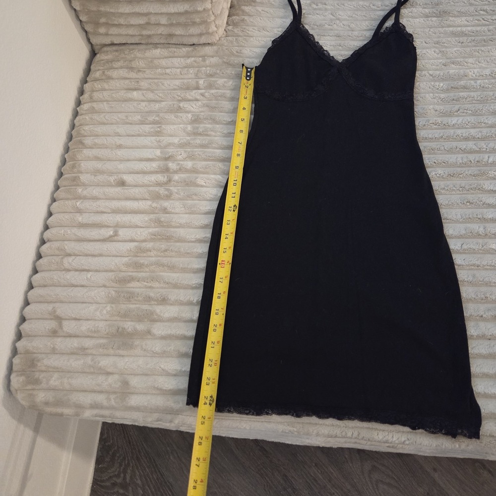 Wild Fable Black Lace Trim Ribbed Cami Mini Dress Y2K Grunge Babydoll Small S - Picture 6 of 11